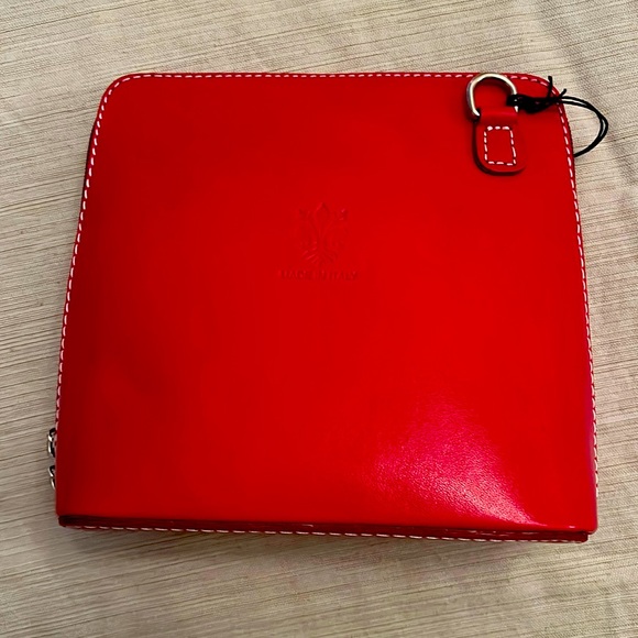 GIORGIO COSTA MADE IN ITALY RED LEATHER CROSSBODY BAG - Picture 1 of 6